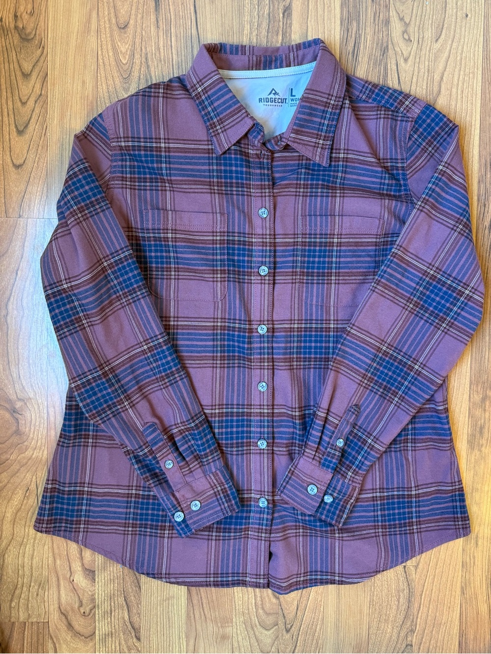 Ridgecut Women’s Button-Down Plaid Shirt - Rose/Burgundy